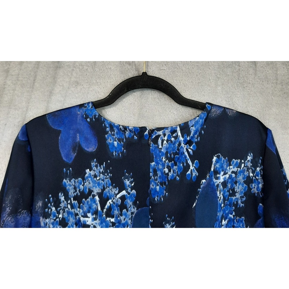 Banana Republic Dress Womens 10 Blue Watercolor Floral Ruffle Hem Career Office - Picture 5 of 15